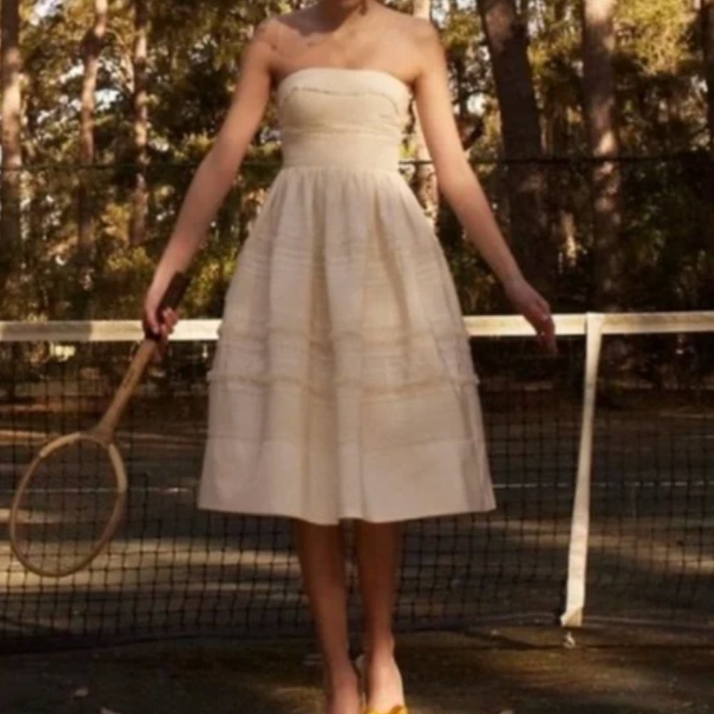 LNWOT - BHLDN Fondant Tea Dress Hitherto - Wedding Little White Dress - Size 12